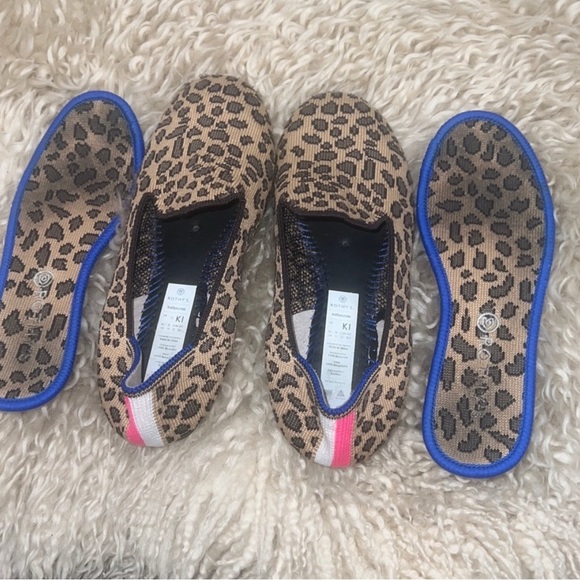 Rothy's Leopard Patterned Slip-Ons with Blue and Pink Accents - Picture 8 of 13